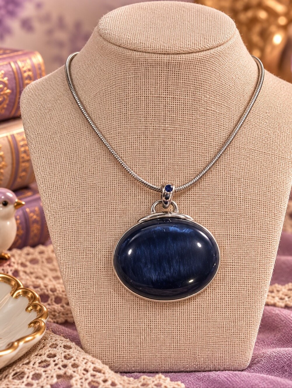 Deep Blue and Silver Necklace